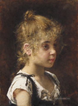 portrait autoportrait porträt Ölbilder verkaufen - Porträt eines jungen Mädchens Mädchen Porträt Alexei Harlamov